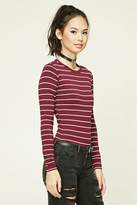 Thumbnail for your product : Forever 21 Striped Knit Bodysuit