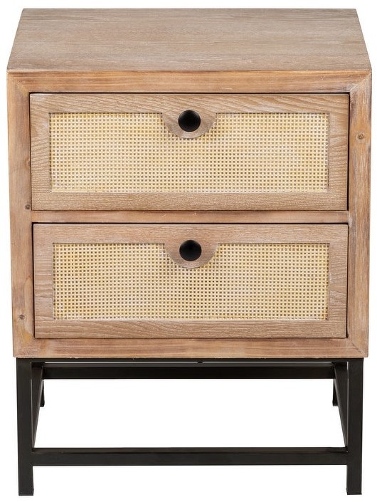 HomeView Design Home View Design Side Table w/2 Drawers and Metal Stand