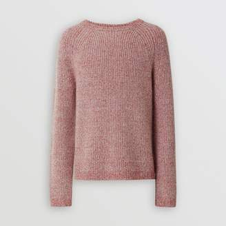 Burberry Rib Knit Cashmere Cotton Blend Sweater