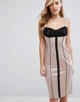 Thumbnail for your product : Elise Ryan Satin Pencil Dress With Hook & Eye Corset Detail