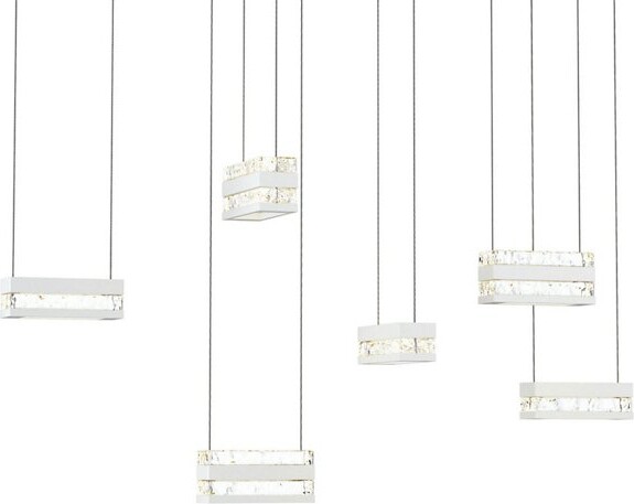 Hubbardton Forge Stacks Rectangular LED Multi-Light Pendant Light in White