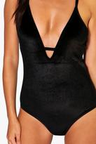 Thumbnail for your product : boohoo Amy Velvet Plunge Body