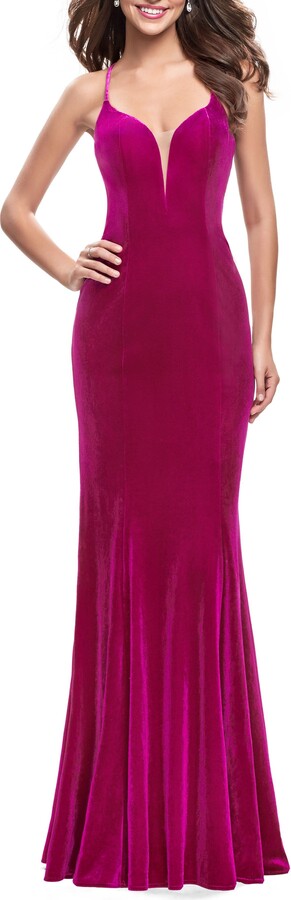 Strapless Velvet Mermaid Dress with Strappy Back