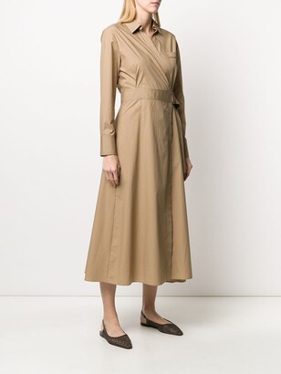 Brunello Cucinelli Point-Collar Wrap Midi Dress