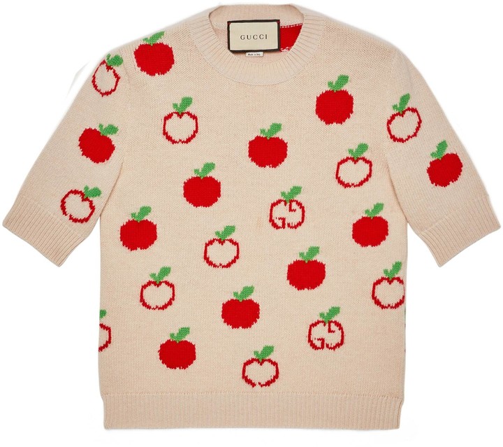 Gucci GG apple wool jacquard top ShopStyle Sweaters