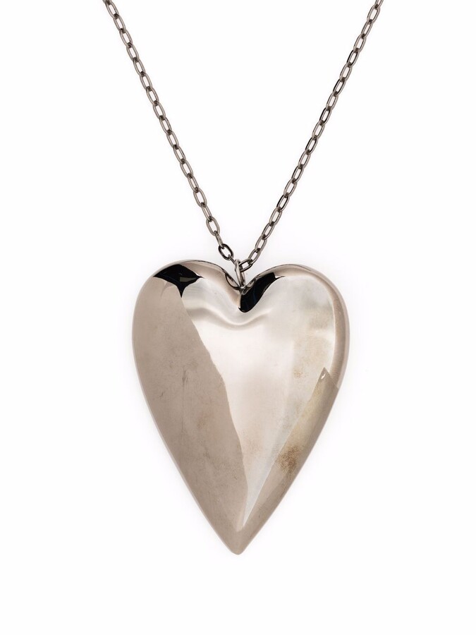 LK1761 Fashion Black Hematite Heart Pendant Necklace 17.5 inch 34x33x6mm.5x3mm 