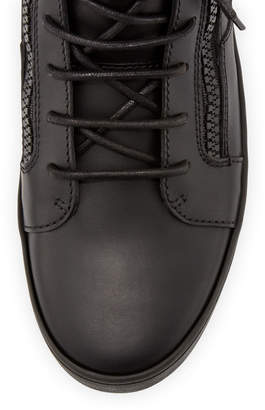 Giuseppe Zanotti Men's Tonal Leather Mid-Top Sneakers, Black