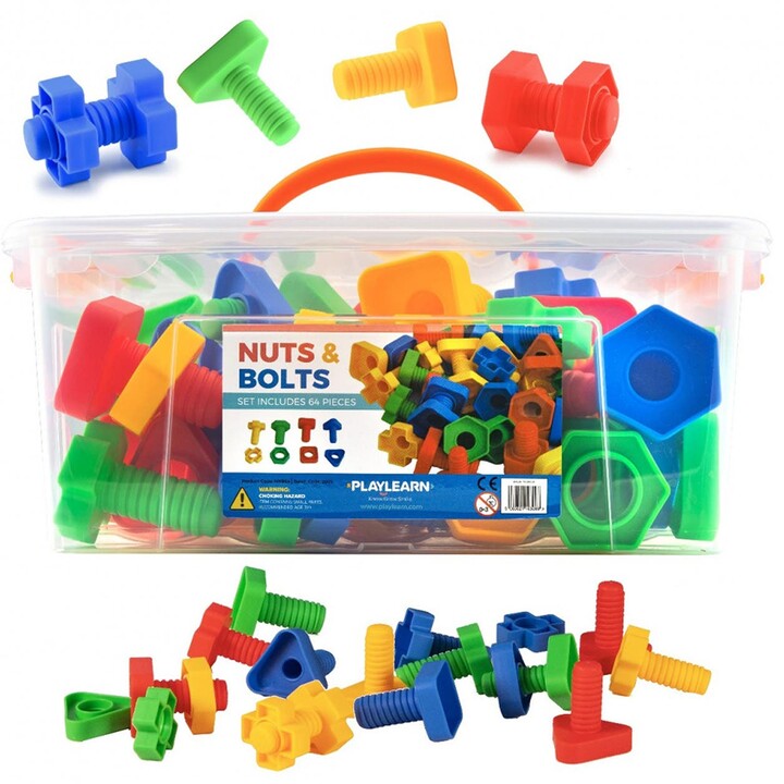 PLAYLEARN 64Piece Nuts and Bolts Playset ShopStyle Games & Puzzles