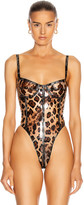 Thumbnail for your product : LaQuan Smith Bustier Bodysuit in Cheetah Vinyl | FWRD