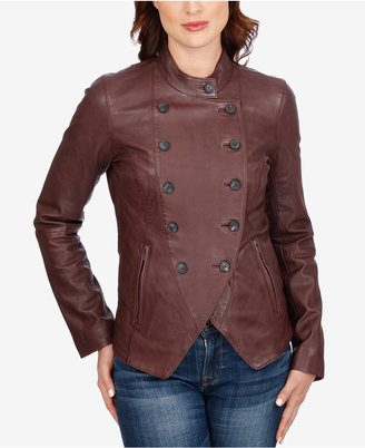 Lucky Brand Leather Double-Breasted Jacket