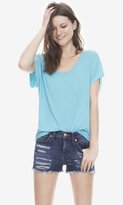 Thumbnail for your product : Express One Eleven Scoop Neck Curved Hem Tee - Blue