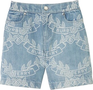 Burberry Kids' Little Boy's & Boy's Royston Star & Monogram Motif Tailored  Denim Shorts In Blue