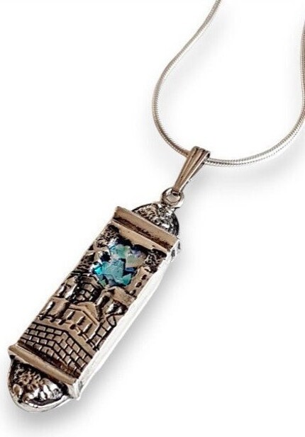 Etsy 925 Silver 3D Jerusalem Roman Glass Mezuzah Pendant Judaica Gift