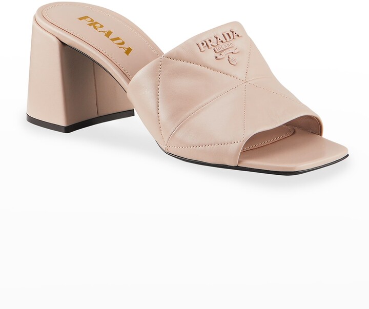 Prada 65mm Quilted Leather Block-Heel Slide Sandals - ShopStyle