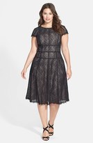 Thumbnail for your product : Adrianna Papell Plus Size Women's 'Converging' Banded Lace Dress