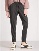 Brunello Cucinelli Embellished side-stripe tapered high-rise cashmere jogging bottoms