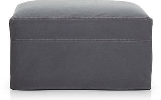 Crate & Barrel Lounge II Petite Slipcovered 32" Ottoman with Casters