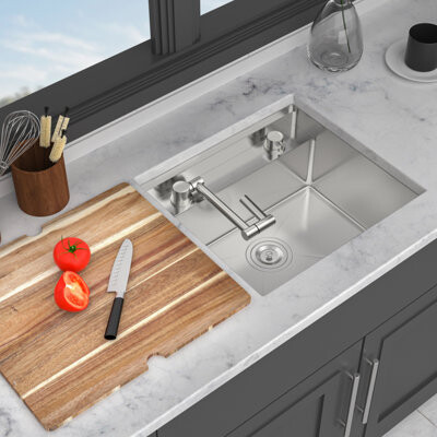 CHENGGUHENGXIN 21 Inch Undermount Kitchen Sink With Folding Faucet and Cutting Board - 21 \