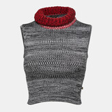Grey/Red Patterned Knit Sleeveless 