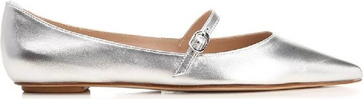 Stuart Weitzman Emilia Metallic Mary Jane Flats