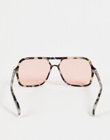 Thumbnail for your product : Spitfire Cut Fifty oversized square aviator sunglasses in grey tort with pink lens - exclusive to asos