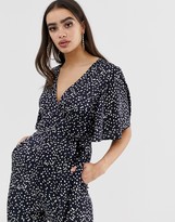 Thumbnail for your product : Outrageous Fortune wrap front jumpsuit in polka print