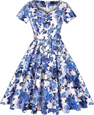  Women 1950s Vintage Pinup Audrey Hepburn Rockabilly Swing Off  Shoulder Rose Floral Cocktail Party Dress #A: Black S : Clothing, Shoes &  Jewelry