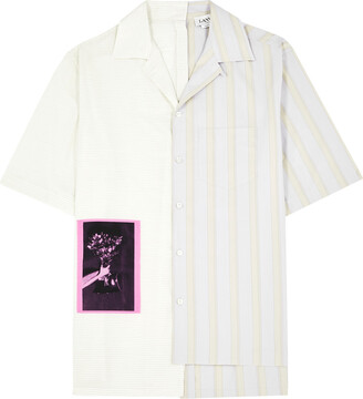 Lanvin Asymmetric Printed Cotton-poplin Shirt - Multicoloured - 41