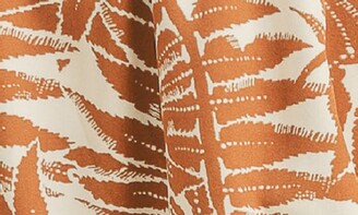 Lush Split Neck Long Sleeve Leaf Print Midi Dress
