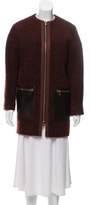 Thumbnail for your product : Etro Leather-Accented Tweed Coat Red Leather-Accented Tweed Coat