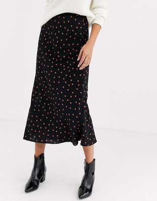 New Look bias cut skirt in red polka dot