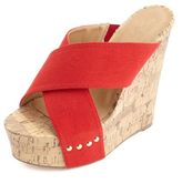 Thumbnail for your product : Charlotte Russe X-Band Mule Platform Wedges
