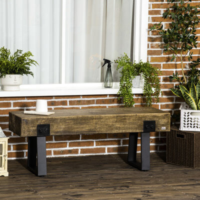 17 Stories Metal Framed Rustic Concrete Garden Bench - Ideal For Indoor Outdoor Living Spaces Style With Base Patio  Porch Lawn &