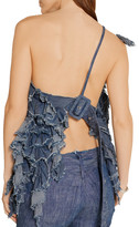 Thumbnail for your product : Marques Almeida Open-Back Ruffled Cotton-Chambray Top