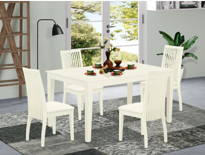 East West Furniture 4 - Person Solid Wood Dining Set