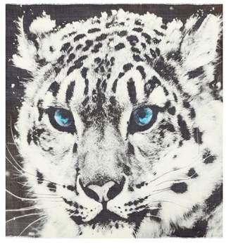 Qasmyr Hand Woven Blue Eyed Leopard Print Cashmere Shawl