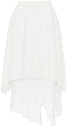 GOEN.J Asymmetric Layered Crepe And Lace Skirt