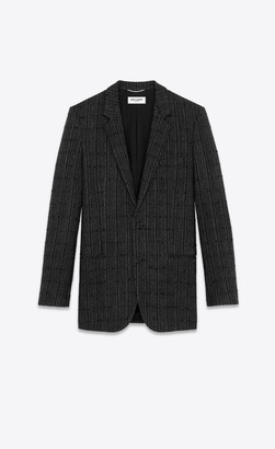 Saint Laurent Checkered Cardigan Jacket In Wool Black 34