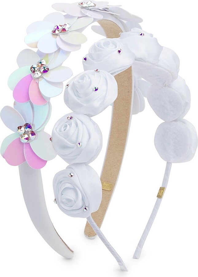 Bari Lynn Rose And Flower Halo Headband Set - White