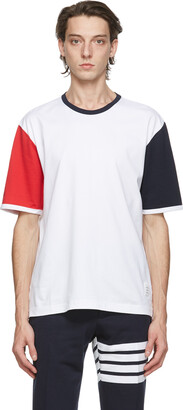 Thom Browne White Contrast Sleeve Ringer T-Shirt