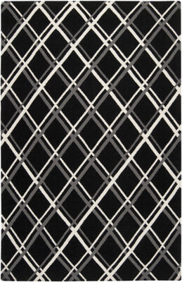 Wade Logan Balaguer Geometric Handwoven Wool Gray/Black Area Rug