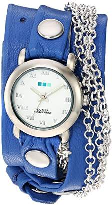 La Mer Women's 'Triple Silver Chain' Quartz Tone and Leather Watch
