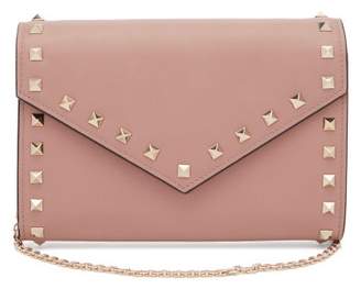 Valentino Rockstud Leather Envelope Clutch - Womens - Nude