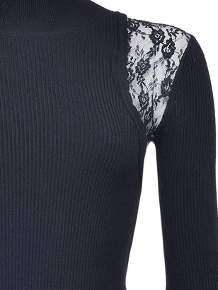 Pinko Lace-Detail Ribbed Knit Top