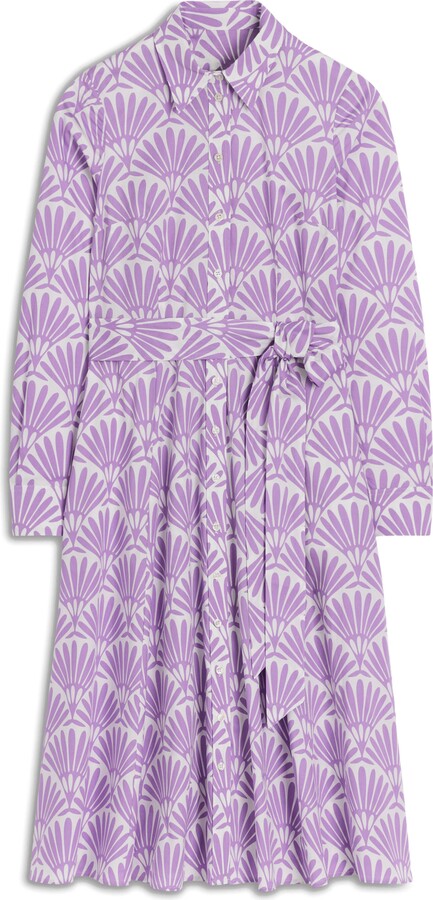 Amy Print Long Sleeve Stretch Cotton Shirtdress
