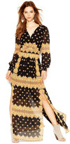 Thumbnail for your product : Jessica Simpson Long-Sleeve Printed Chiffon Maxi