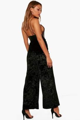 boohoo Crushed Velvet Slouchy Wide Leg Trousers