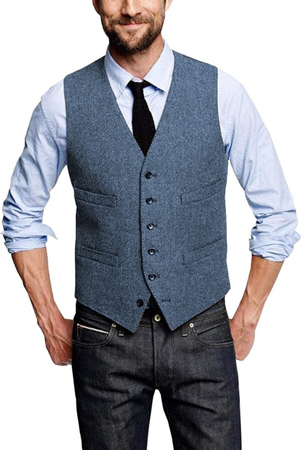 Formal Vest Wool Vest Wedding Mens Vests Casual Men's Wool Tweed