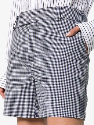 Plan C White Houndstooth Print Tailored Shorts