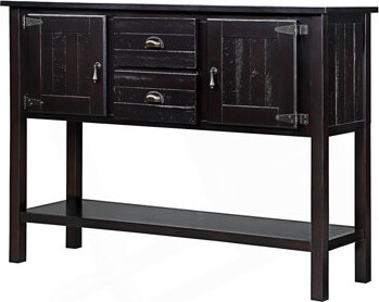 Modern Sideboard Console Table With 2 Drawers And Cabinets And Bottom Shelf, Retro Style Storage Dining Buffet Server Cabinet